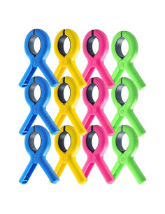 12 Clips para Toallas de Playa ZERIXA Multicolor 9.4 cm