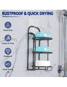 Soporte para Jabón 3 Niveles Yoshiky Negro Autoadhesivo 2