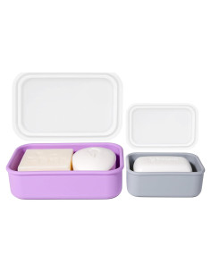 Estuche de Jabón Portátil MtBoi 2 Piezas Silicona a Prueba de Fugas