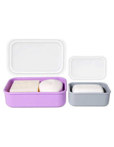 Estuche de Jabón Portátil MtBoi 2 Piezas Silicona a Prueba de Fugas