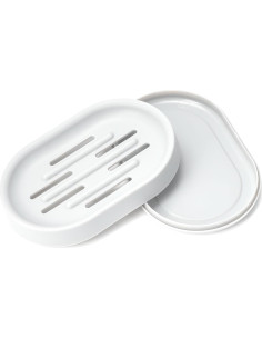 Topsky 2 Platos de Jabón Ovalados de Plástico Blanco para Ducha 2