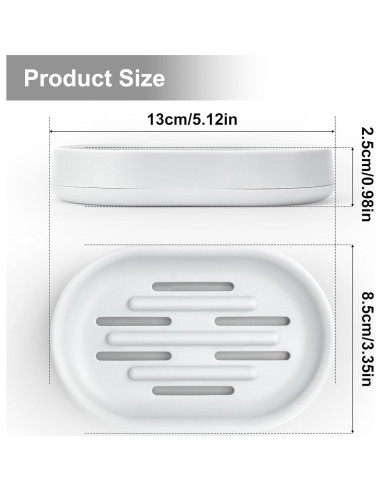 Topsky 2 Platos de Jabón Ovalados de Plástico Blanco para Ducha