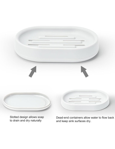 Topsky 2 Platos de Jabón Ovalados de Plástico Blanco para Ducha