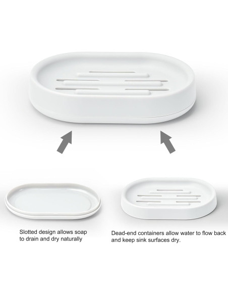 Topsky 2 Platos de Jabón Ovalados de Plástico Blanco para Ducha