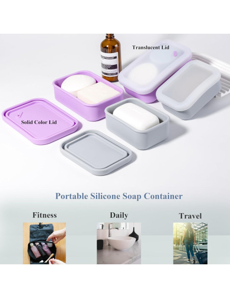 Estuche de Jabón Portátil MtBoi 2 Piezas Silicona a Prueba de Fugas