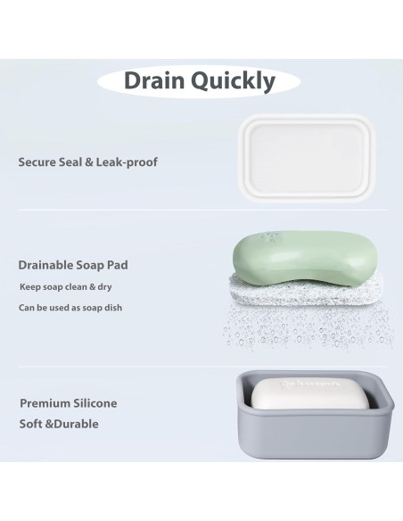 Estuche de Jabón Portátil MtBoi 2 Piezas Silicona a Prueba de Fugas