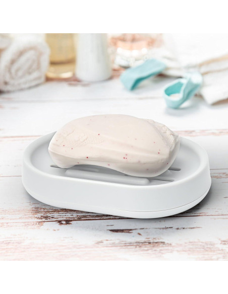 Topsky 2 Platos de Jabón Ovalados de Plástico Blanco para Ducha