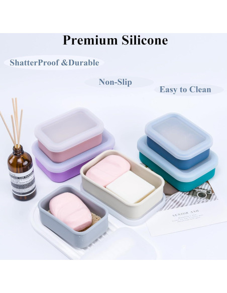 Estuche de Jabón Portátil MtBoi 2 Piezas Silicona a Prueba de Fugas