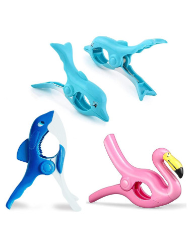 6 Clips para Toallas de Playa SCNWQ - Animales Coloridos