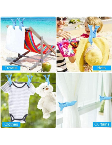 6 Clips para Toallas de Playa SCNWQ - Animales Coloridos