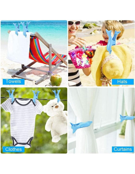 6 Clips para Toallas de Playa SCNWQ - Animales Coloridos