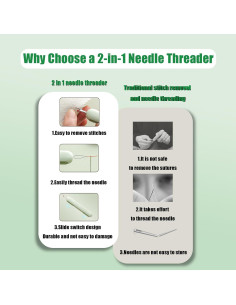 Enhebrador y Deshebrador 2 en 1 Mayfancy Verde - Herramienta de Costura 2