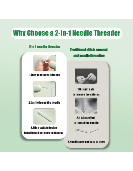 Enhebrador y Deshebrador 2 en 1 Mayfancy Verde - Herramienta de Costura Enhebrador y Deshebrador 2 en 1 Mayfancy Verde - Herramienta de Costura