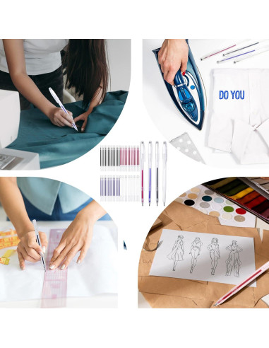 Bolígrafos Borrables para Tela Bewudy - 4 Colores + 52 Recargas