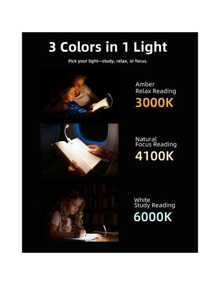 Luz de lectura LED Lucarini con atenuación y 3 colores