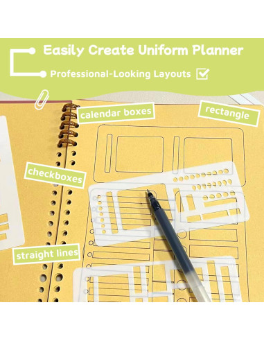 Conjunto de Plantillas Reutilizables Riomh 9 Piezas para Planificadores