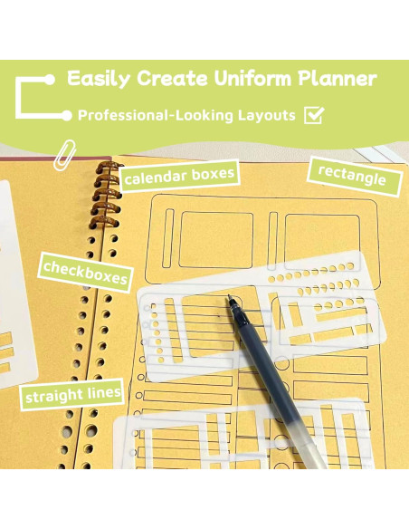 Conjunto de Plantillas Reutilizables Riomh 9 Piezas para Planificadores