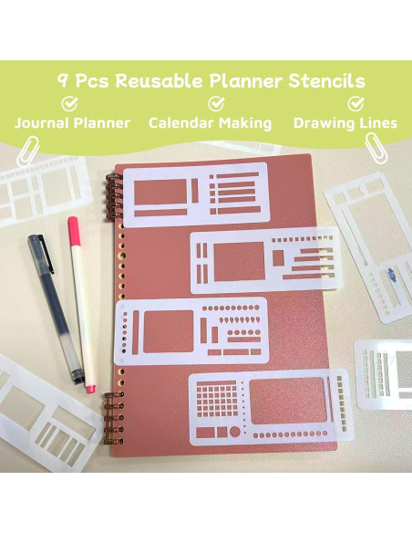 Conjunto de Plantillas Reutilizables Riomh 9 Piezas para Planificadores