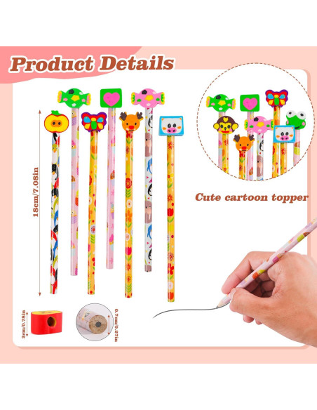 Lápices de Animales LOKIPA 24 Piezas con Borradores