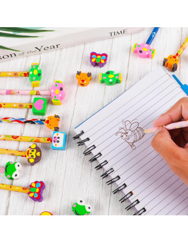 Lápices de Animales LOKIPA 24 Piezas con Borradores