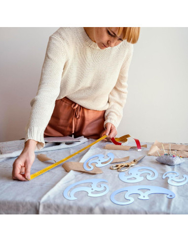 Regla Curva Francesa Acrílica GLOBLELAND 5 Pcs Azul Cielo