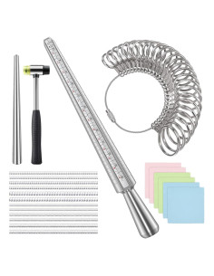 Kit de Medición de Tallas de Anillo IKOCO con Martillo y Paño