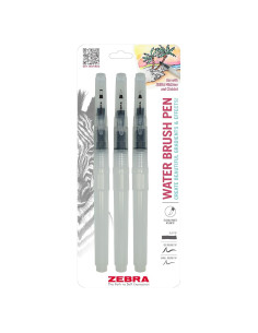 Plumas Acuarelables Zebra Pen Set de 3 con Puntas Flexibles