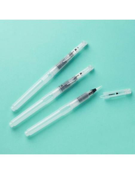 Plumas Acuarelables Zebra Pen Set de 3 con Puntas Flexibles