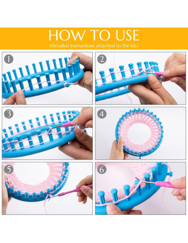 LOVEINUSA Kit de Telar de Tejer 12PCS - Redondo y Pompón