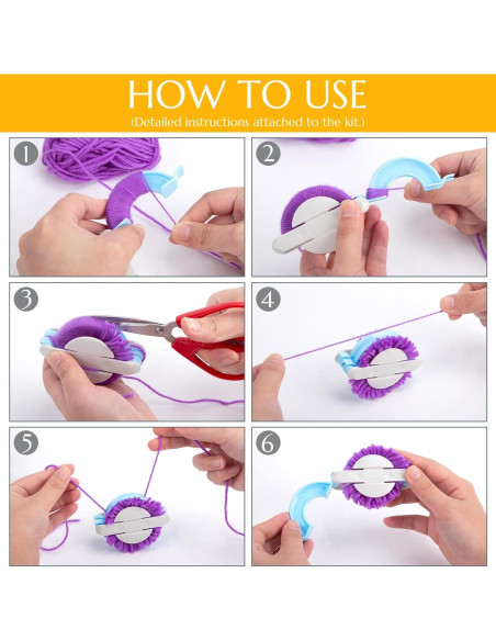 LOVEINUSA Kit de Telar de Tejer 12PCS - Redondo y Pompón
