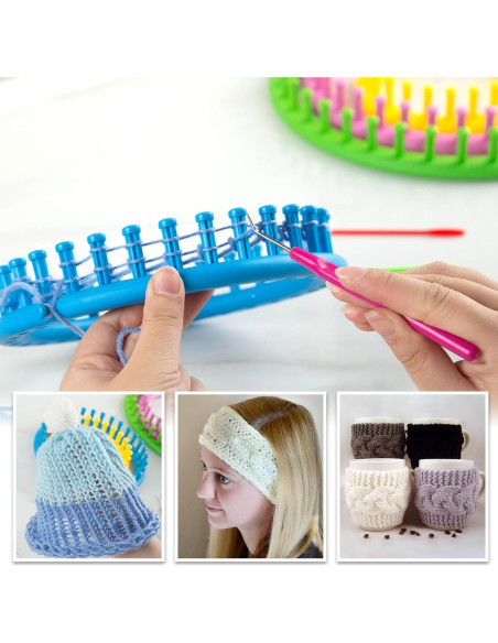 LOVEINUSA Kit de Telar de Tejer 12PCS - Redondo y Pompón