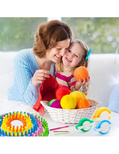 LOVEINUSA Kit de Telar de Tejer 12PCS - Redondo y Pompón