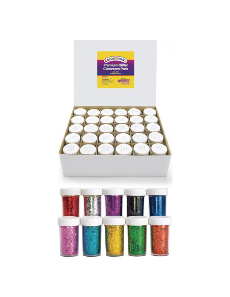 Brillantina Colorations No Tóxica en 10 Colores - 30 Tarros de 21.26 ml
