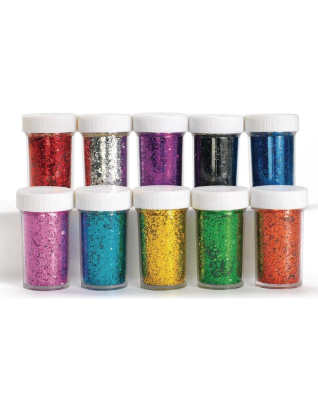 Brillantina Colorations No Tóxica en 10 Colores - 30 Tarros de 21.26 ml