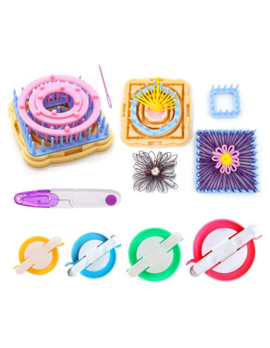 Kit de Telar de Tejer RRigo 8 Piezas con Hacedores de Pom Pom
