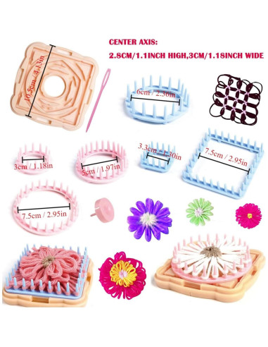 Kit de Telar de Tejer RRigo 8 Piezas con Hacedores de Pom Pom