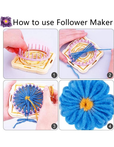 Kit de Telar de Tejer RRigo 8 Piezas con Hacedores de Pom Pom