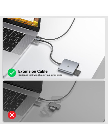 Lector de Tarjetas SD Acer USB C 3 en 1 con USB 3.0
