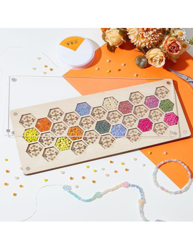 Tablero de cuentas de madera AHANDMAKER 29x12 cm 33 compartimentos