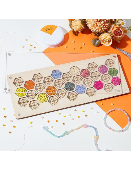 Tablero de cuentas de madera AHANDMAKER 29x12 cm 33 compartimentos