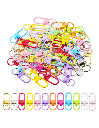 60 Ganchos de Llavero Giratorios KJML DIY Coloridos 32mm