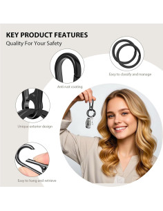 4 Piezas Clip de Llave de Metal Doble Bucle Soporte Llaveros 2