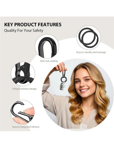 4 Piezas Clip de Llave de Metal Doble Bucle Soporte Llaveros