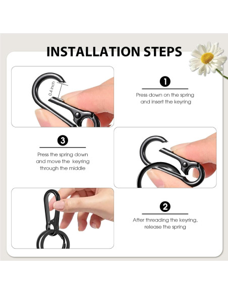 4 Piezas Clip de Llave de Metal Doble Bucle Soporte Llaveros