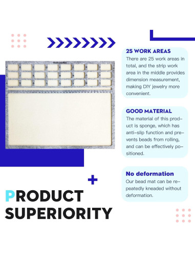 Mat de Perlas Hobbyworker con Pinzas y Cucharón Acero Inoxidable