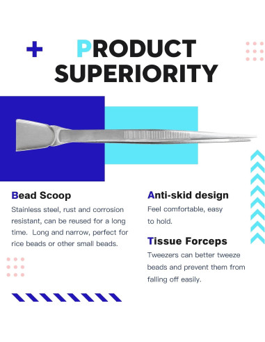 Mat de Perlas Hobbyworker con Pinzas y Cucharón Acero Inoxidable