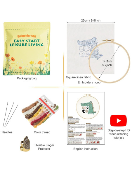 Kit de Bordado Culberta para Principiantes con Tutoriales HD