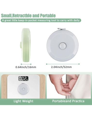 GDMINLO Cinta Métrica Retráctil 3 Pack 1.5m Costura Cuerpo