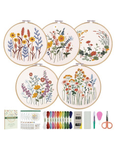 Kit de Bordado para Principiantes Cyanfour 5 Pack Floral