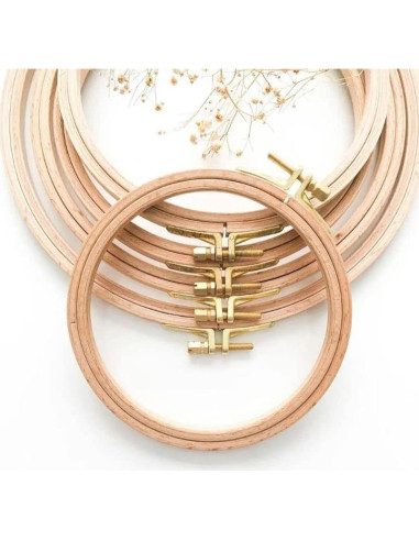 Aro de Bordado de Madera de Haya Nurge 16cm con Cierre Dorado